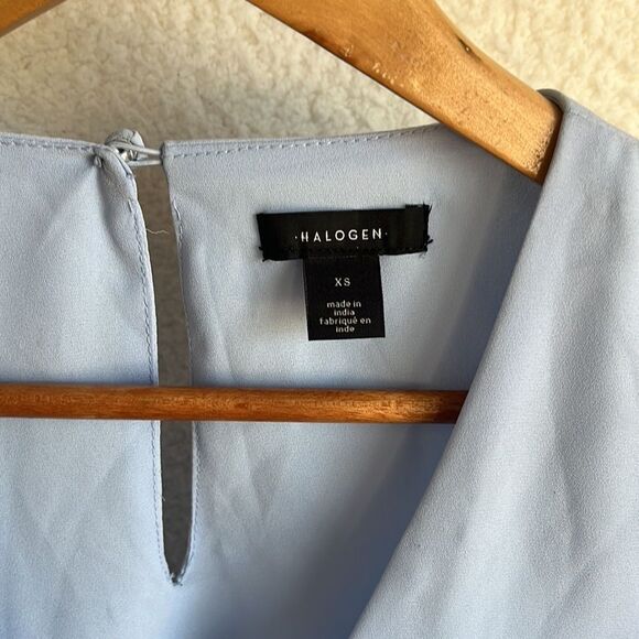Halogen Dress Womens XS Light Blue Midi‎ V Neck - Picture 4 of 12